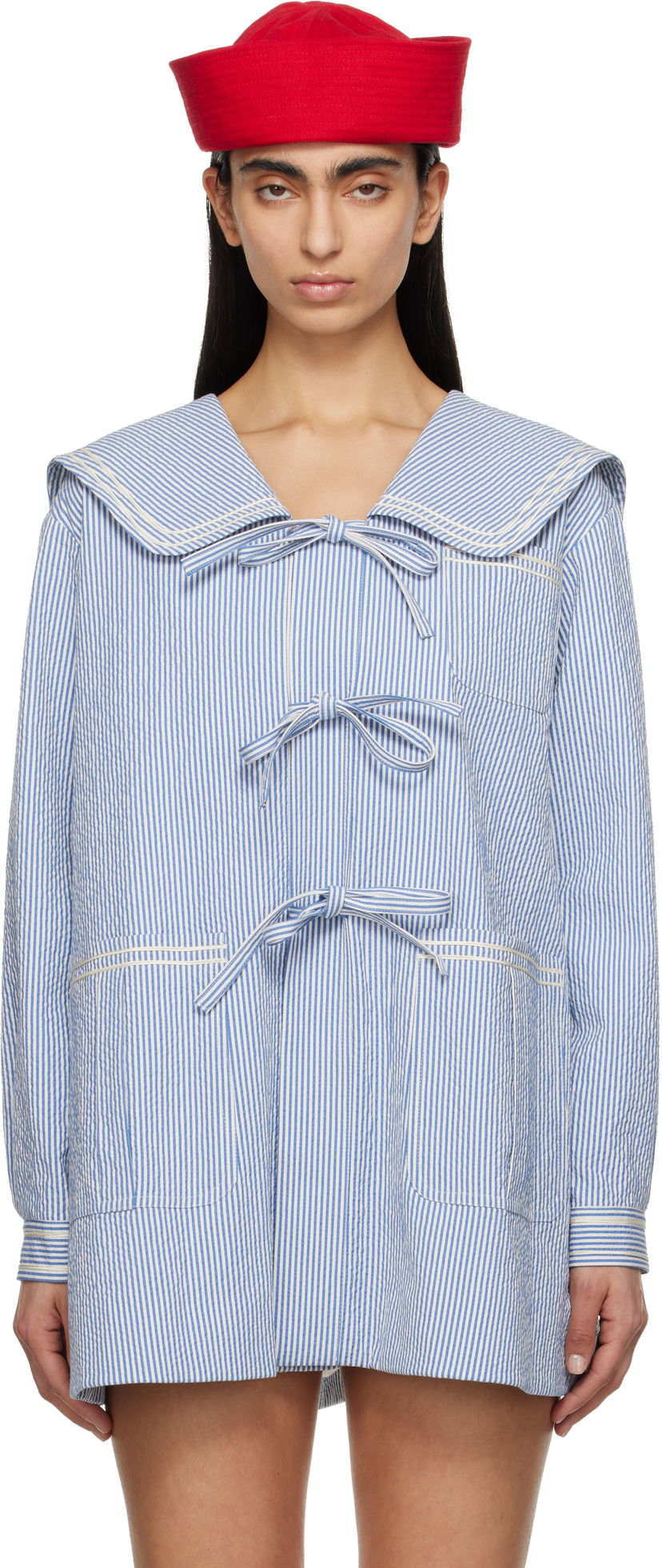 Paita Bode Bode Club Stripe Sailor Coat Sininen | WRS25JA003