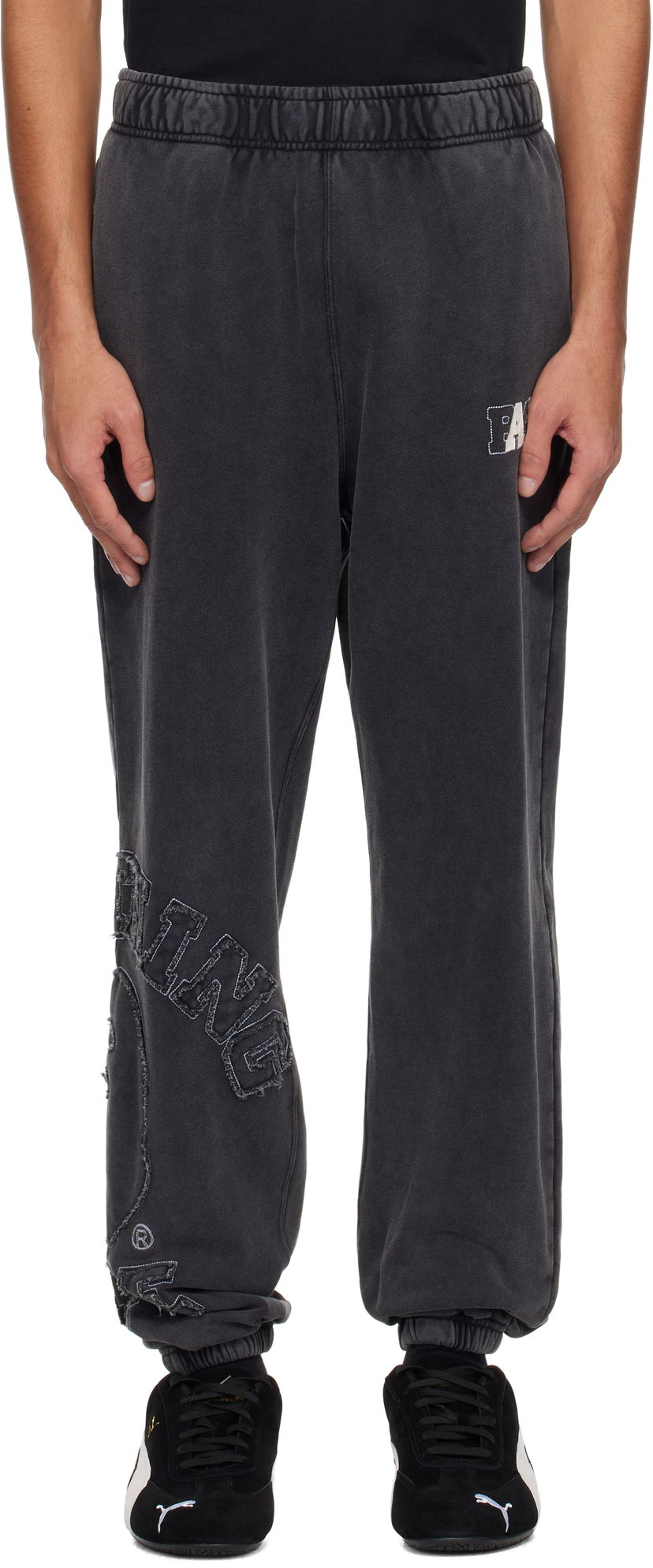 Verryttelyhousut BAPE BAPE Washed Effect College Patch Sweatpants Musta | 001PTK801001M