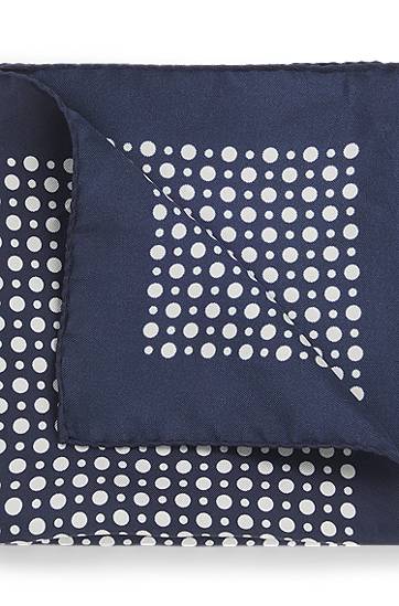 Huivi BOSS BECKHAM x BOSS Silk Pocket Square with Dot Print Tummansininen | 50549107