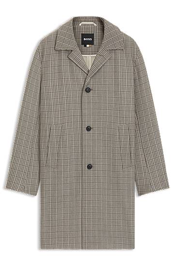 Takit BOSS BOSS Classic-Fit Check Coat Beige | 50546039