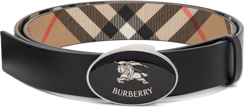 Vyöt Burberry Reversible Check Oval Knight Stamp Belt by Burberry Musta | 8112214