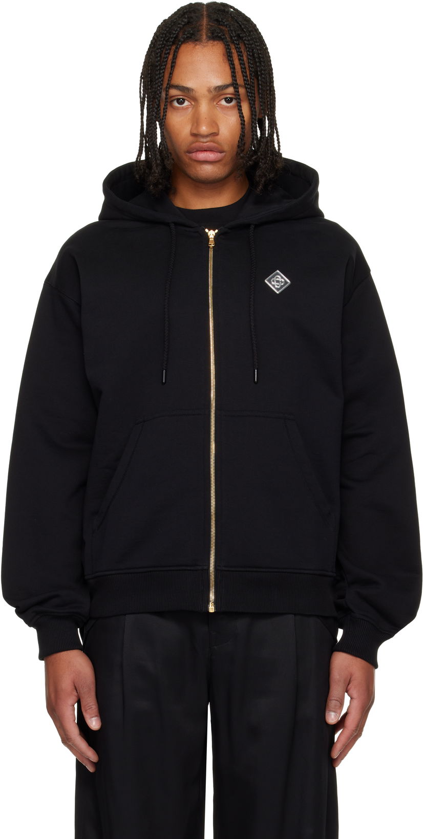 Huppari Casablanca 'Casa' Chrome Full Zip Hoodie Musta | M-AW25-JTP-408-02