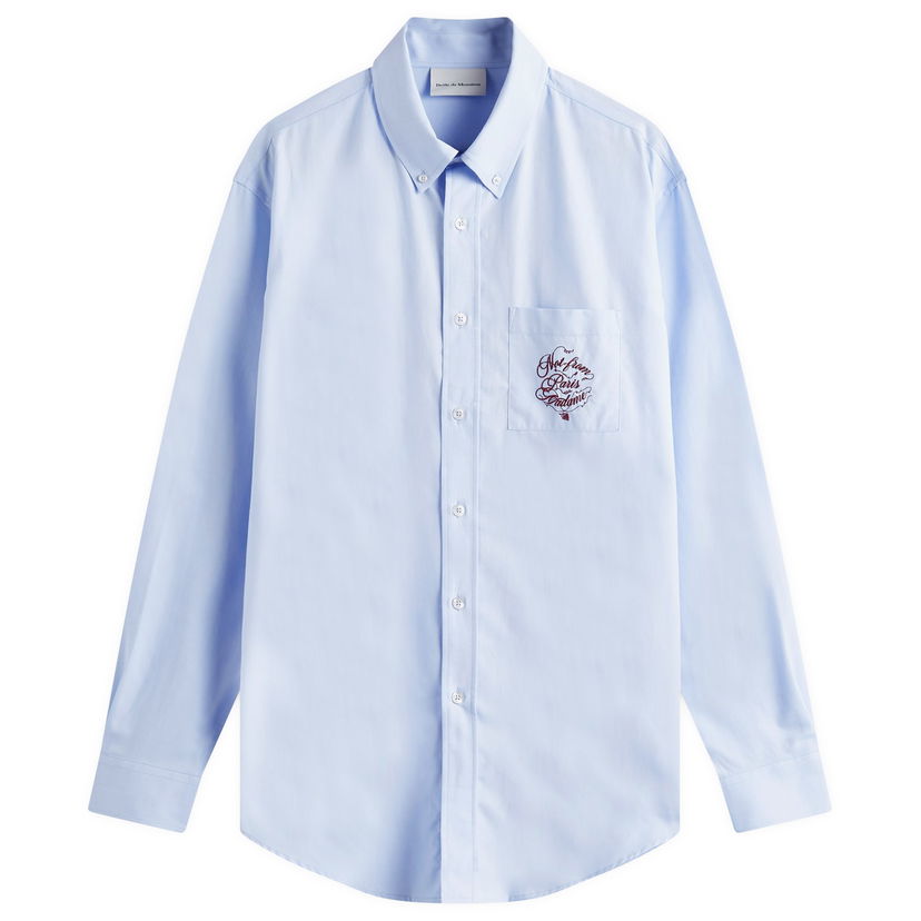 Paita Drôle de Monsieur Logo Oxford Shirt, Size Large Sininen | F-SH199-CO116-LBE