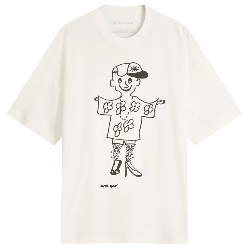 T-paita YMC YMC x Bat Girls & Acid Boys Acid Boy Graphic T-Shirt, Size Small Valkoinen | P6OZI-WHT