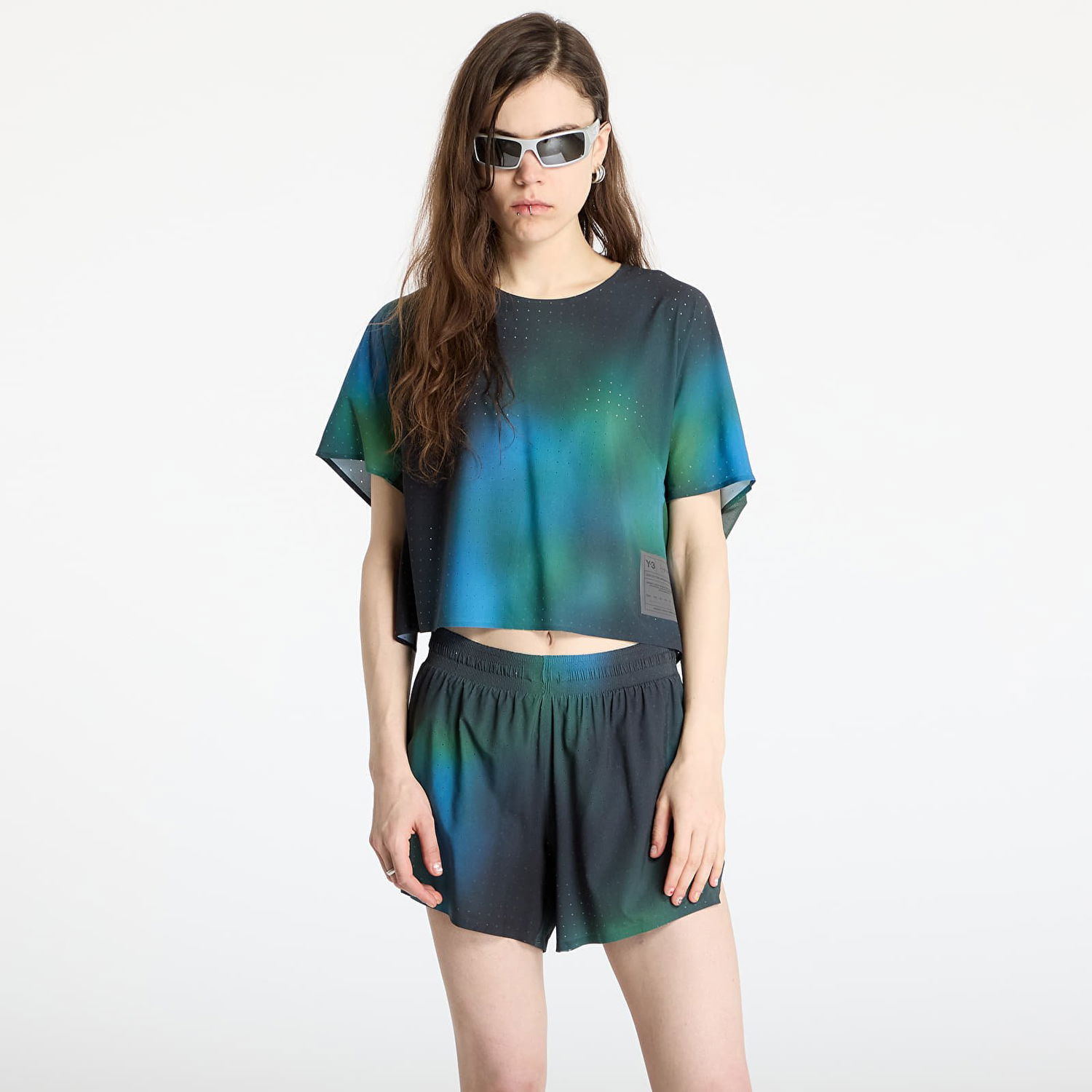 Crop top Y-3 Y-3 Allover Print Running Short Sleeve T-Shirt Sininen | JM3350, 0