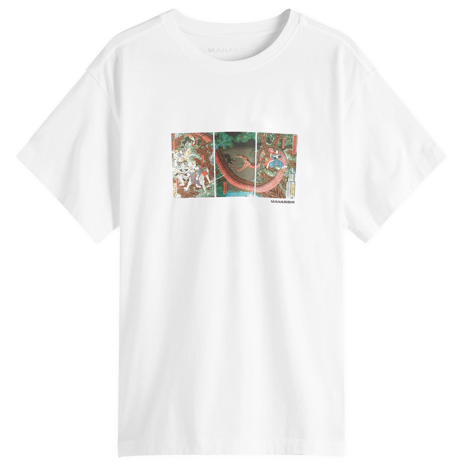 T-paita Maharishi Maharishi Snake Triptych Graphic Tee, Size L Valkoinen | 1540-WHT, 1
