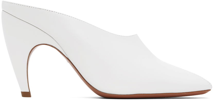 Tennarit ja kengät Alaïa Sculptural Heel Leather Mules Valkoinen | AA3M083CK122