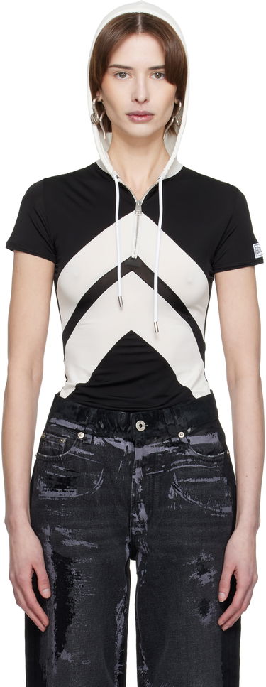 T-paita Jean Paul Gaultier Jean Paul Gaultier 'The Chevrons' Short Sleeve Hoodie Musta | 25/33-F-TS109P-J084-0001, 0