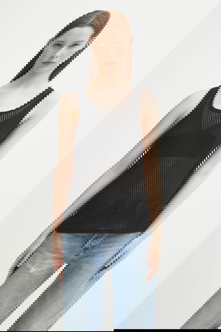 Tankkitoppi Anine Bing eugene Sheer Ribbed Tank Top Musta | A.08.11256, 0