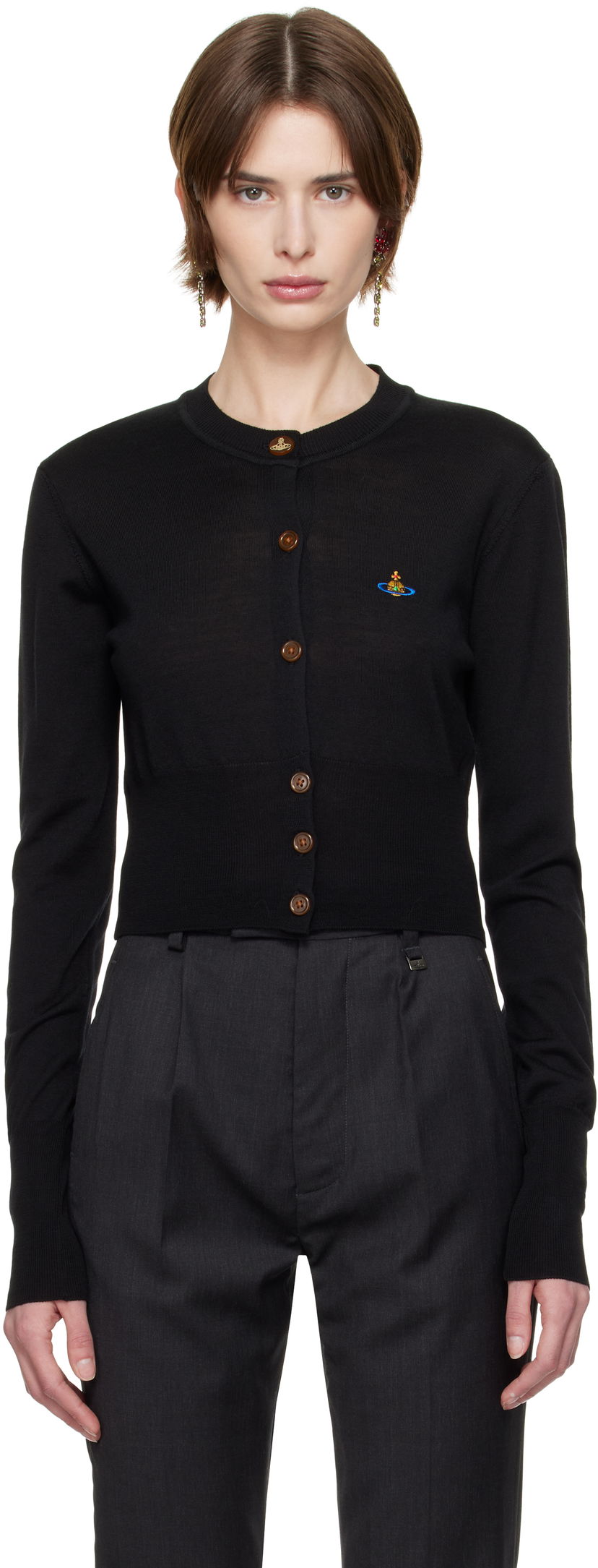Villapaita Vivienne Westwood Vivienne Westwood Bea Cropped Cardigan Musta | 1803002U-Y001A-