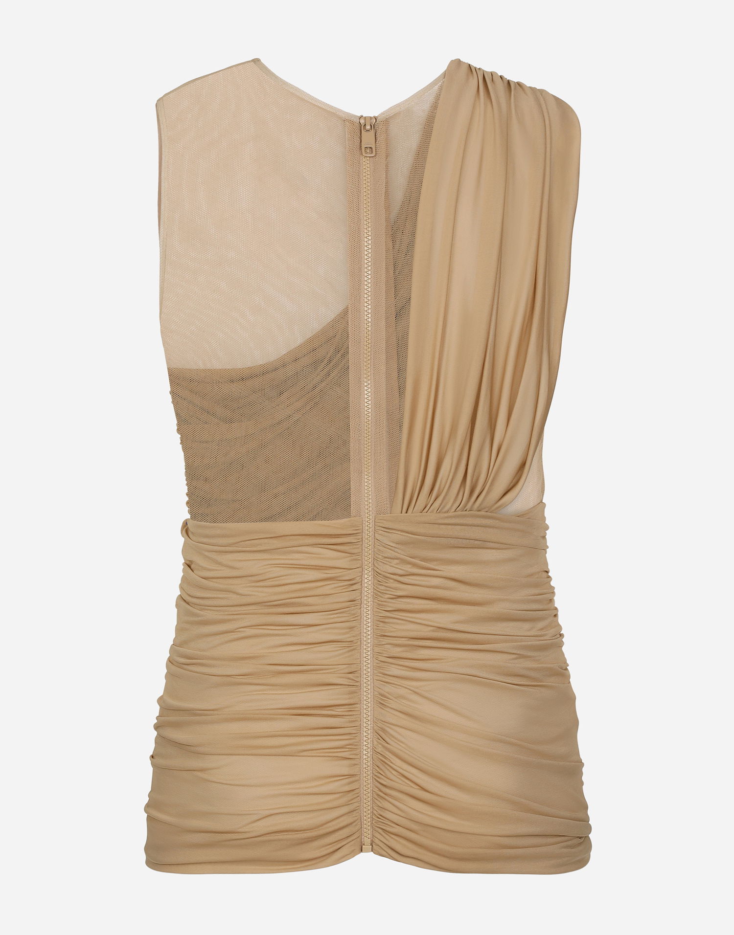 Tankkitoppi Dolce & Gabbana Stretch Tulle T-shirt With Draping Beige | G8RW3TG7M7SS9000, 1