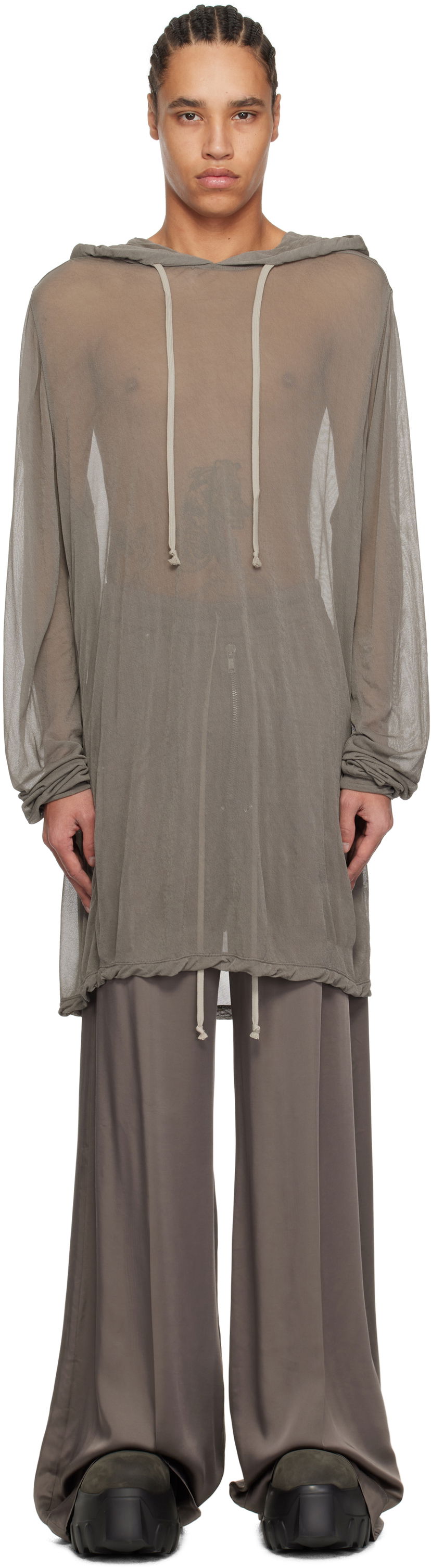 Villapaita Rick Owens Rick Owens Hollywood Viscose Crepe Jersey Hoodie Harmaa | RR01E5285 JCR