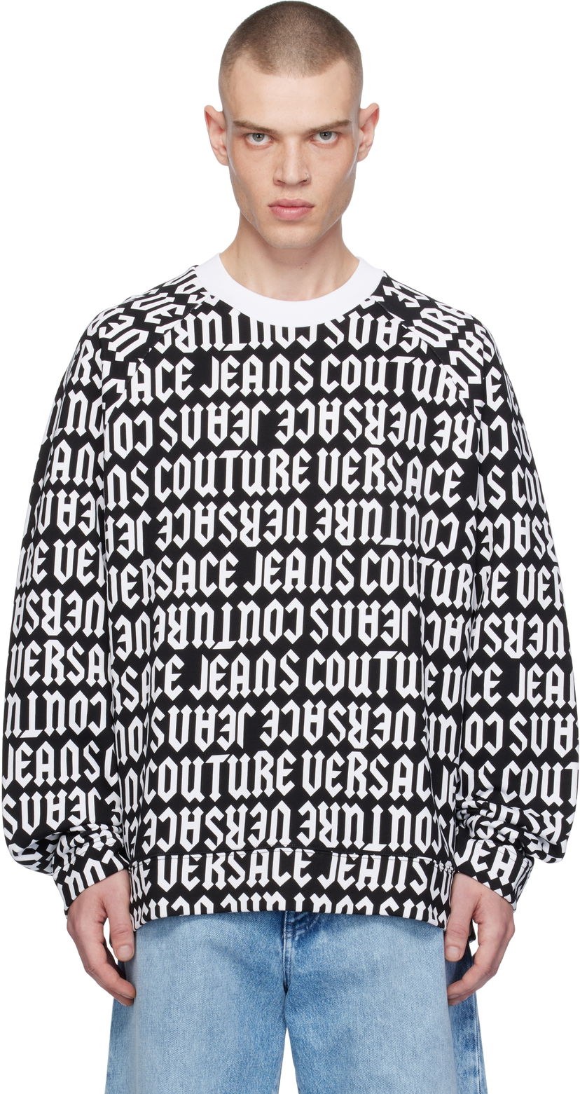 Huppari Versace Black & White Logomania Sweatshirt Musta | E77GAI316_EFS157