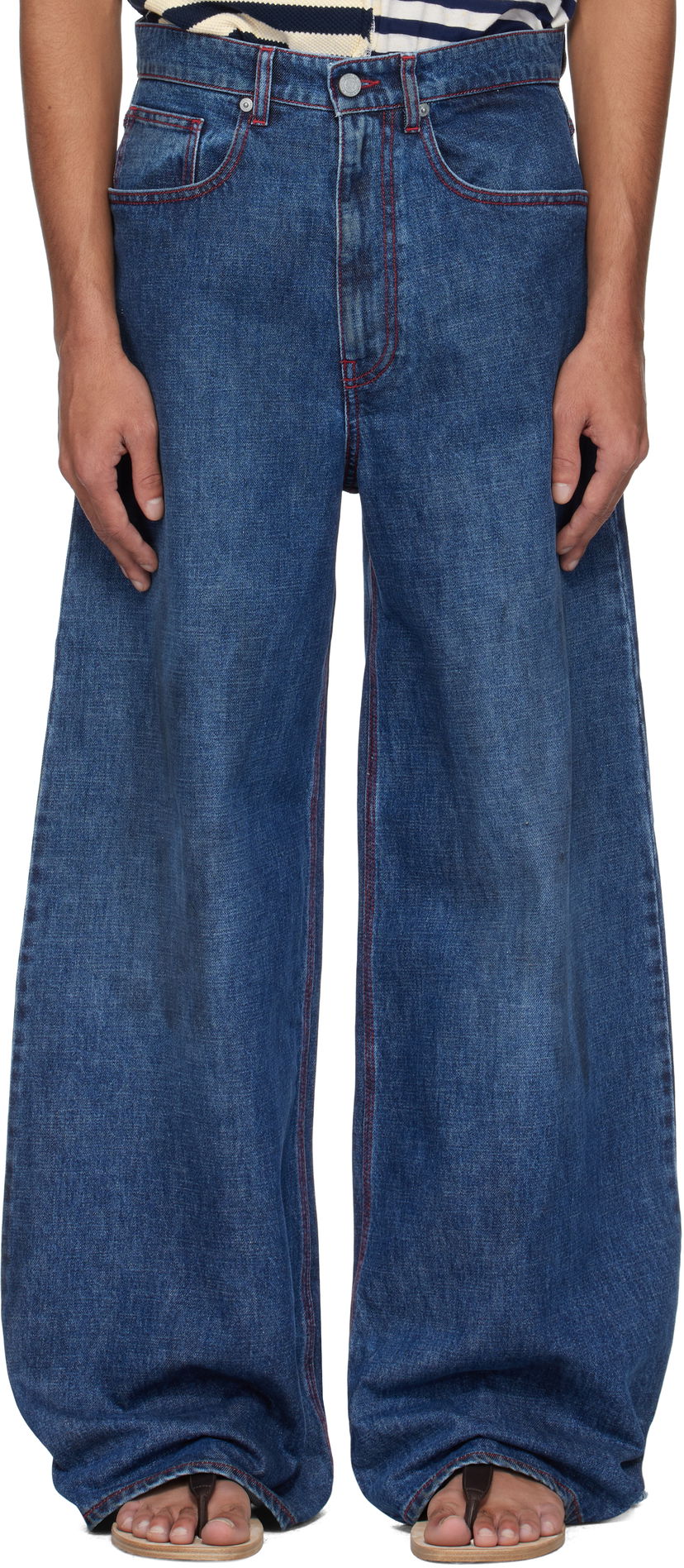 Jeans ERL ERL Baggy Indiana Distressed Jeans Sininen | ERL10P013