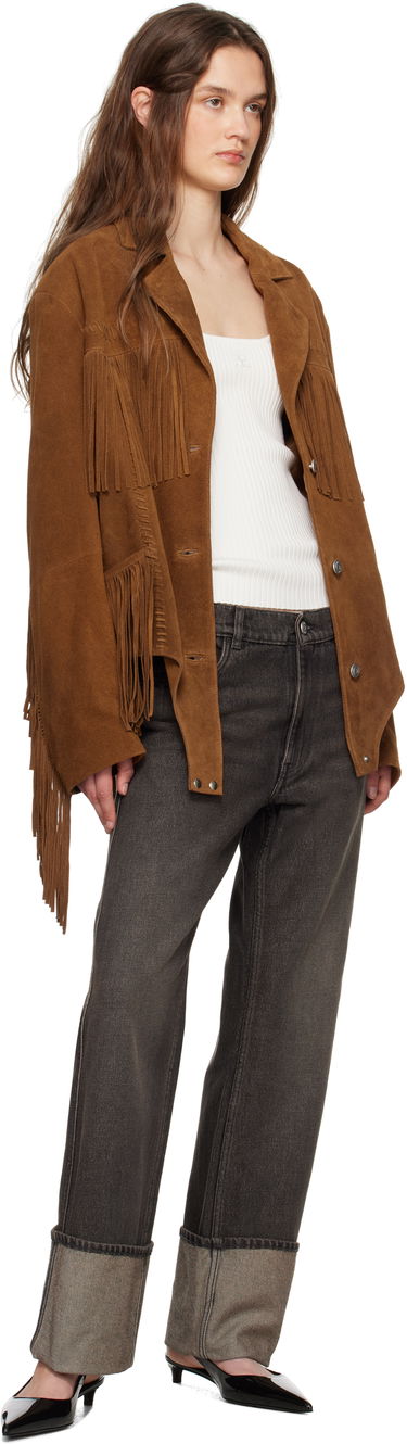 Takki Coperni Coperni Fringed Suede Jacket Ruskea | COPOW37F6036, 3