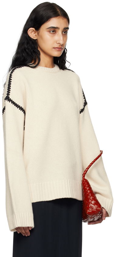 Villapaita TOTEME Embroidered Sweater Valkoinen | 241-WRT1025-YA0004, 1