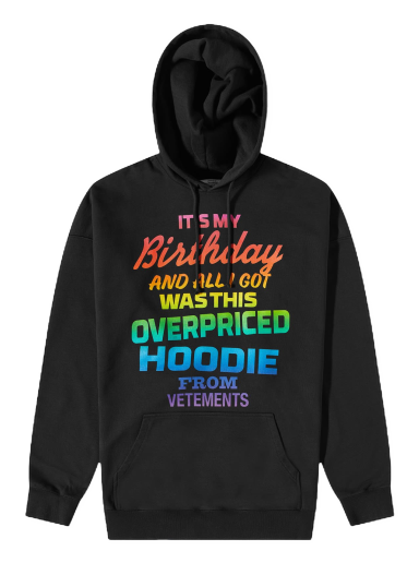 Huppari VETEMENTS Overpriced Birthday Hoodie Black/Rainbow Musta | UE54HD280B