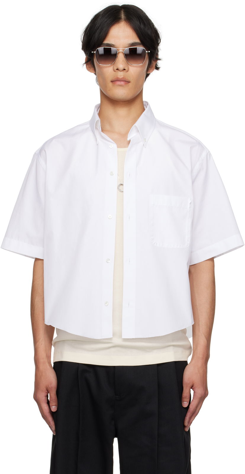 Paita Maison Margiela Maison Margiela Cropped Button-Up Shirt Valkoinen | S50DR0012 S43001