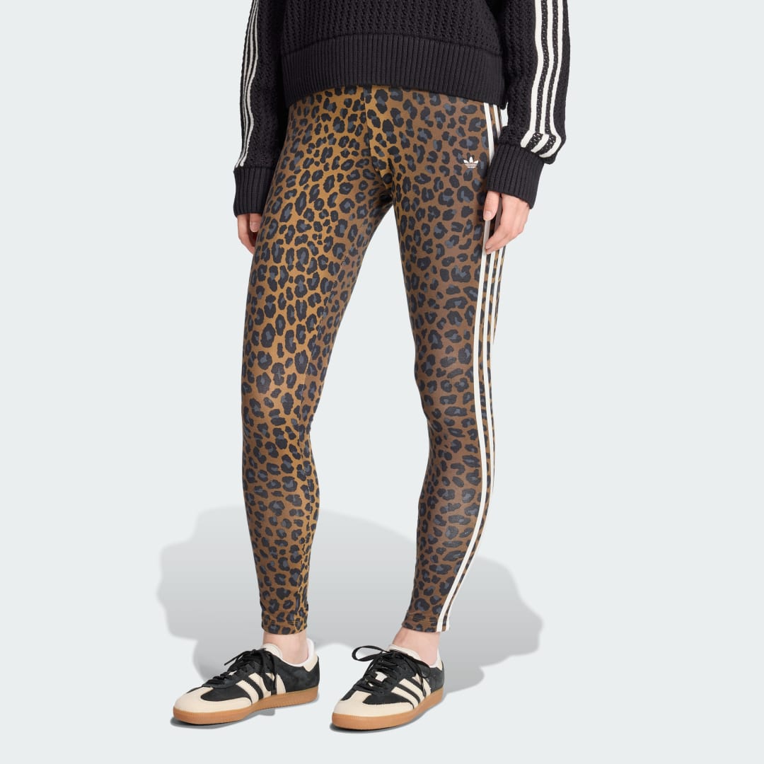Leggingsit adidas Performance 3-Stripes Leopard Print Leggings Ruskea | JW7308, 0