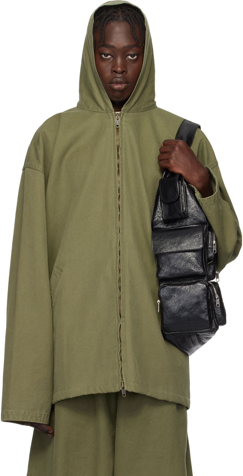 Huppari Balenciaga Balenciaga Hooded Zip-Up Jacket Vihreä | 808823TRP103420
