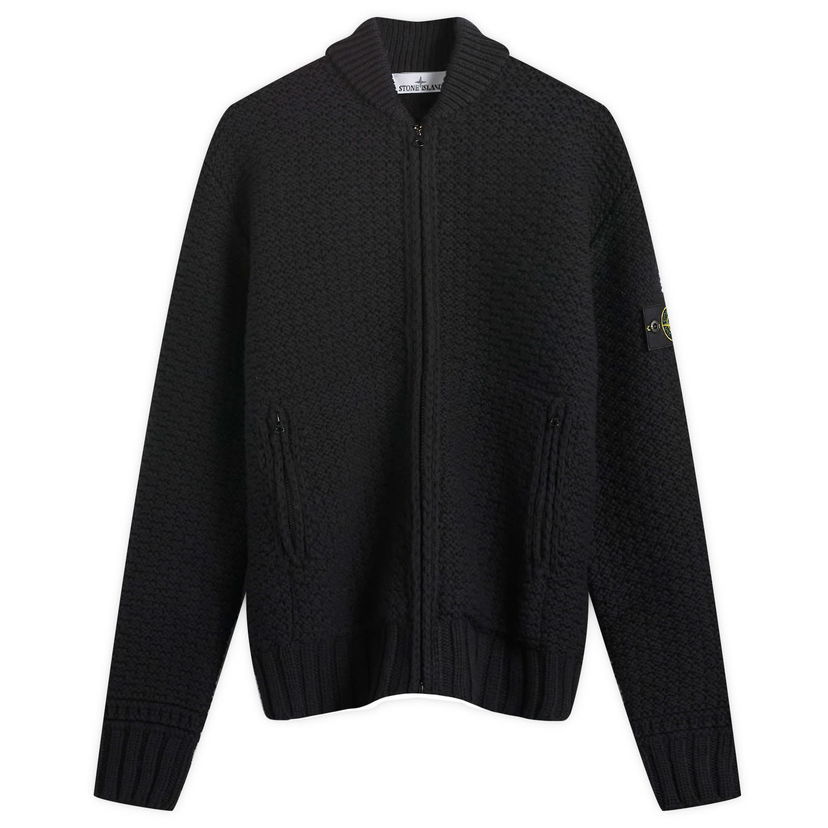 Bomber-takki Stone Island Pure Wool Knitted Full-Zip Bomber Jacket Musta | K2S155100055-V0029