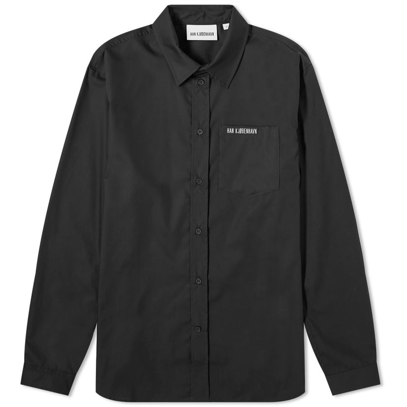 Paita Han Kjøbenhavn Logo Regular Fit Shirt by Han Kjobenhavn Musta | M-133359-BLK