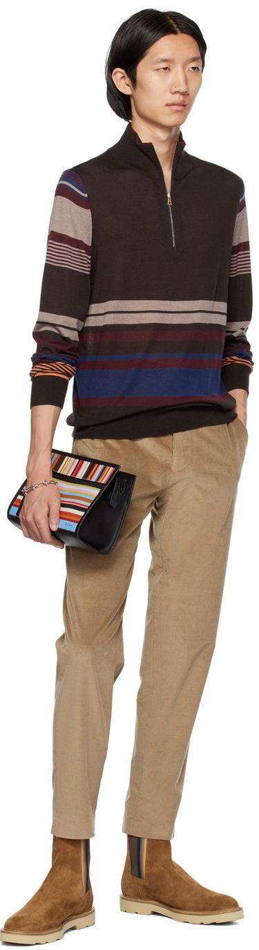 Villapaita Paul Smith Paul Smith Striped Quarter-Zip Sweater Ruskea | M1R-264Y-L02081, 3