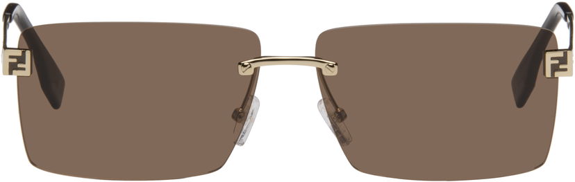 Aurinkolasit FENDI Sky Rectangular Rimless Sunglasses Ruskea | FE40165UM6032E 840126860023