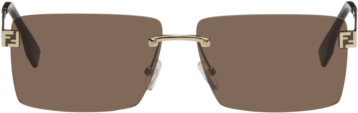 Aurinkolasit FENDI Sky Rectangular Rimless Sunglasses Ruskea | FE40165UM6032E 840126860023, 0