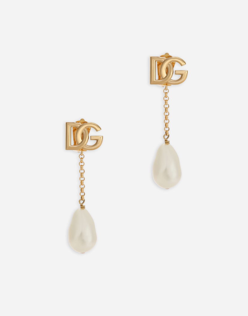 Korvakorut Dolce & Gabbana Dolce & Gabbana Gold Metal Dg Logo Pearl Drop Earrings Metallinen | WEP2P2W1111ZOO00