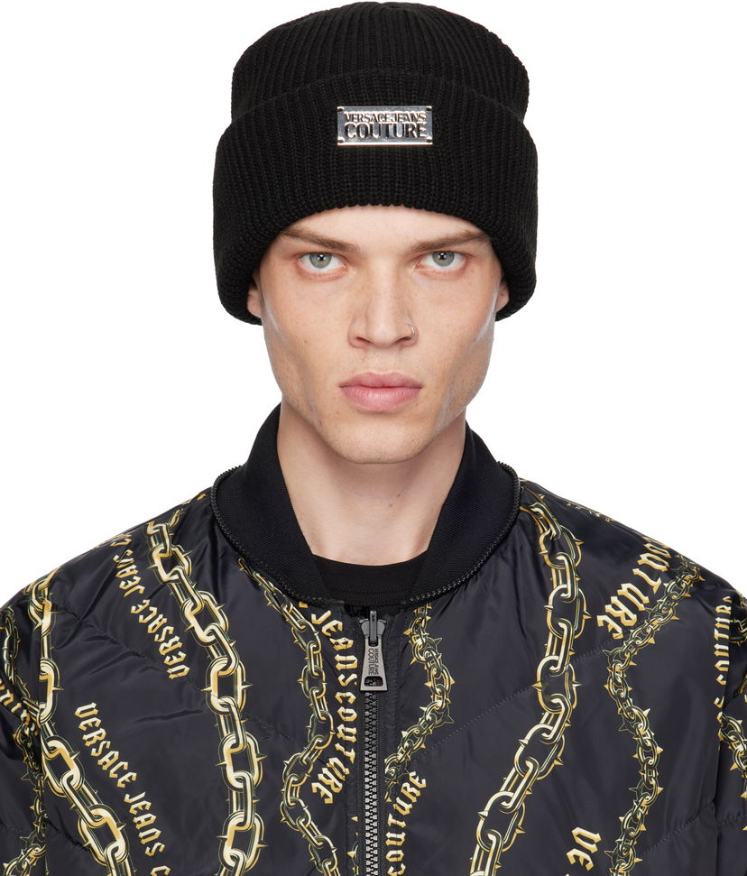 Pipo Versace Knit Logo Beanie Musta | E77GAZK50_EZG291