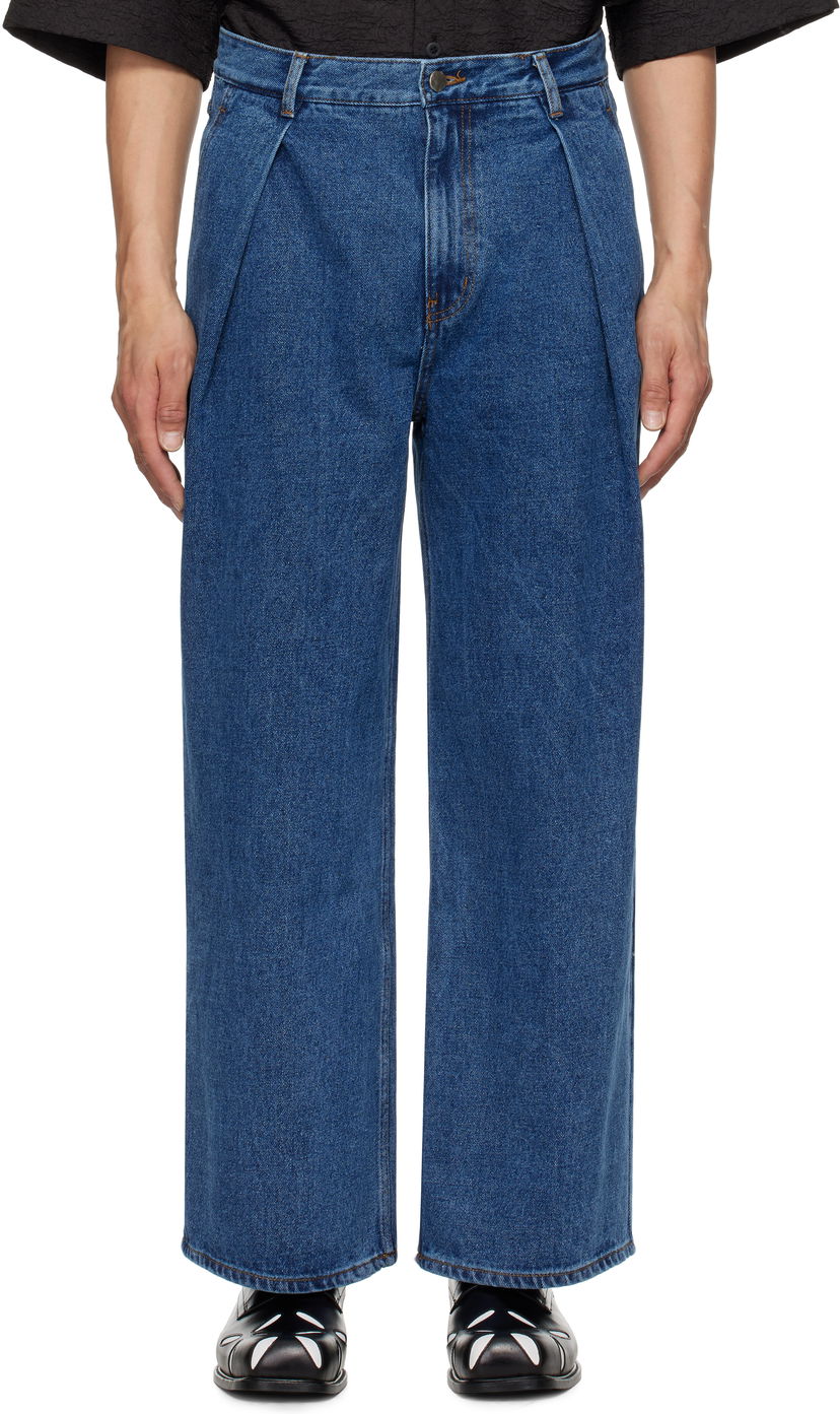 Jeans ADER ERROR ADER error Sig; TRS Tag 02 Pleated Wide-Leg Jeans Sininen | BO42FYJE0102BL