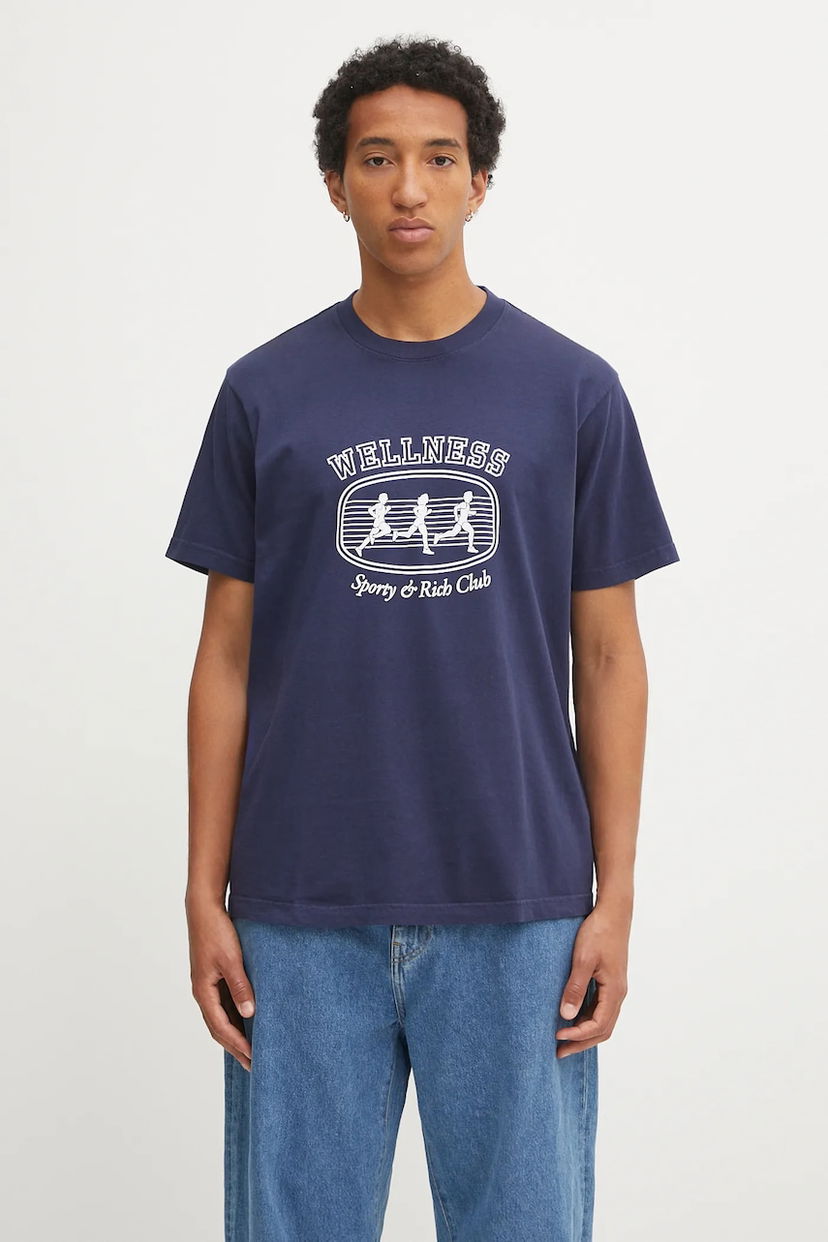 T-paita Sporty & Rich Sporty & Rich Wellness T-Shirt Tummansininen | TO043620126BL106