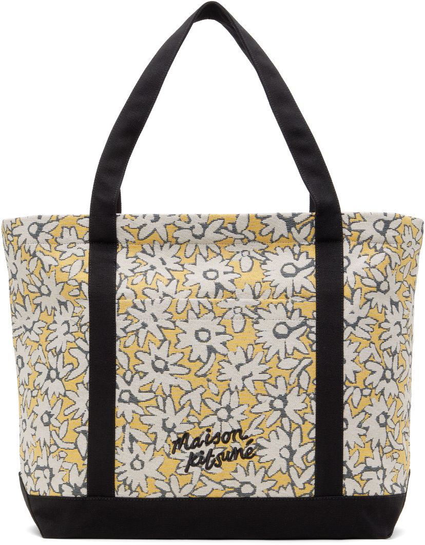 Kangaskassi MAISON KITSUNÉ Maison Kitsuné Daisy Field Jacquard Tote Bag Keltainen | OW05121WB0023