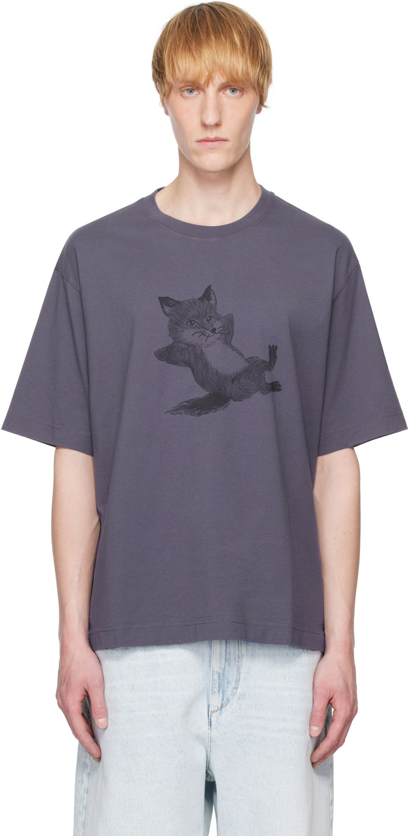 T-paita MAISON KITSUNÉ Maison Kitsuné Chillax Fox Oversize T-Shirt Violetti | OM00108KJ0008