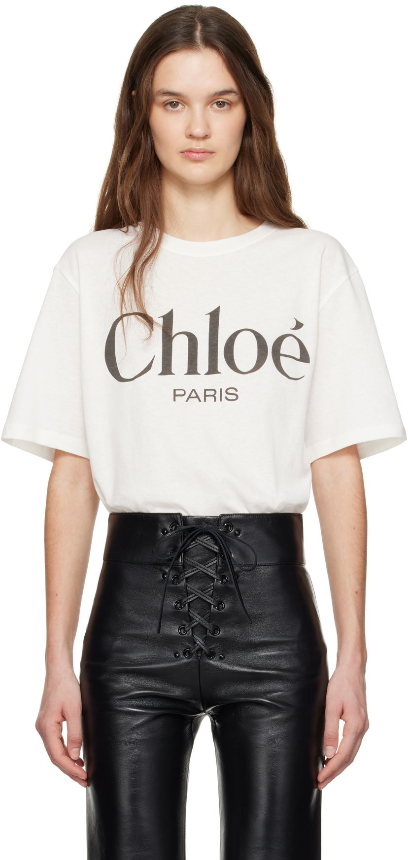 T-paita CHLOÉ Chloé Oversized Logo T-Shirt Valkoinen | CH25SJH20191