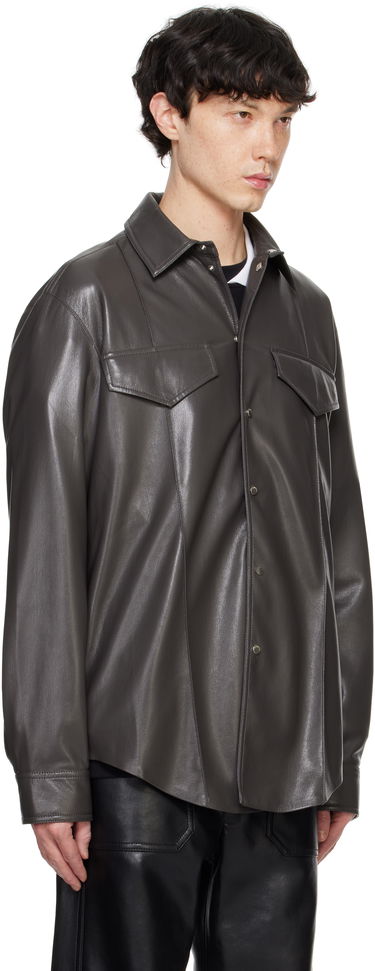 Paita Nanushka Nanushka Olavi Vegan Leather Button-Up Shirt Harmaa | NM24FWSH04569, 1