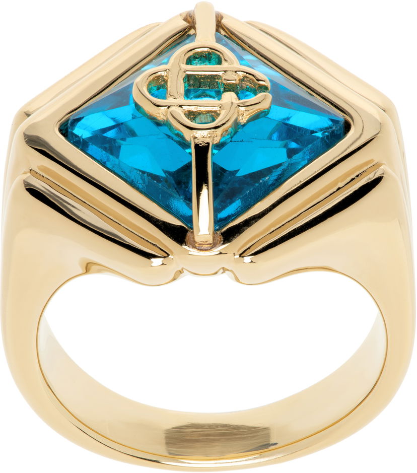 Sormus Casablanca Signet Ring With Blue Stone Sininen | APS25-JW-258-01