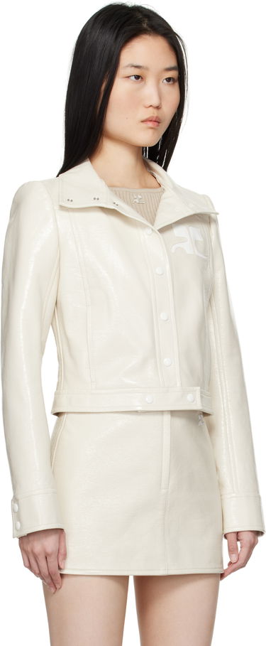 Bomber-takki Courrèges Courrèges Reedition Cropped Faux-Leather Jacket Vihreä | 223CBL005VY0014, 4