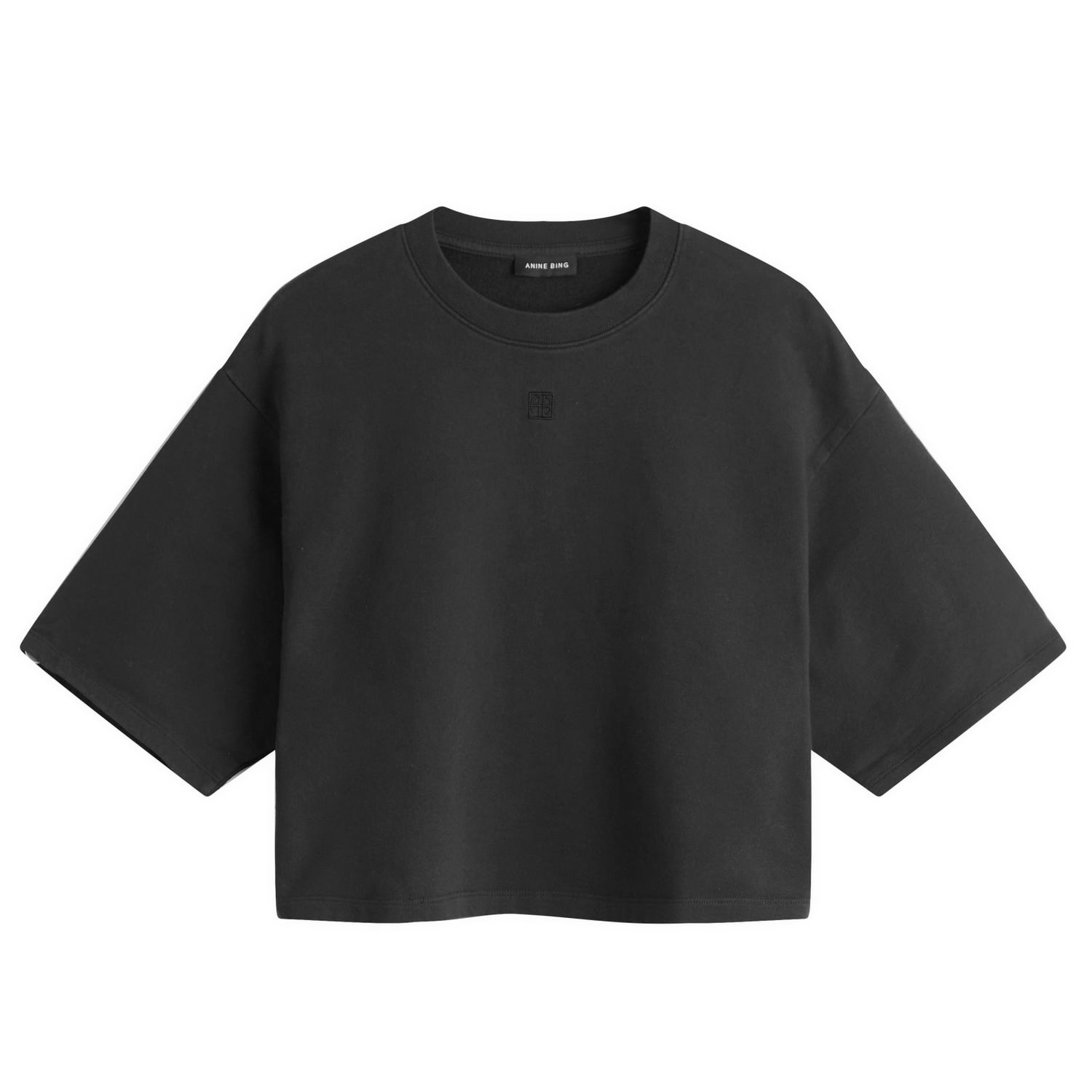 Crop top Anine Bing Anine Bing Myers Cropped T-Shirt, Size Large Musta | A-08-11442-BLK41, 0