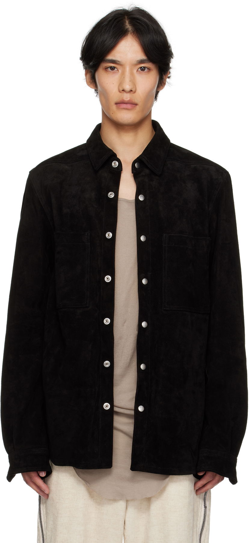 Takki Rick Owens Rick Owens Concordians Suede Overshirt Musta | RU02E1744 LCS