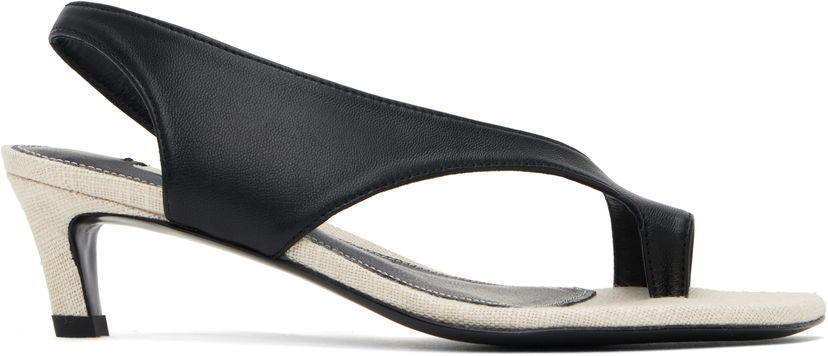Asusteet TOTEME TOTEME Leather Thong Heeled Sandals Musta | 252-WAS0201-LE0104