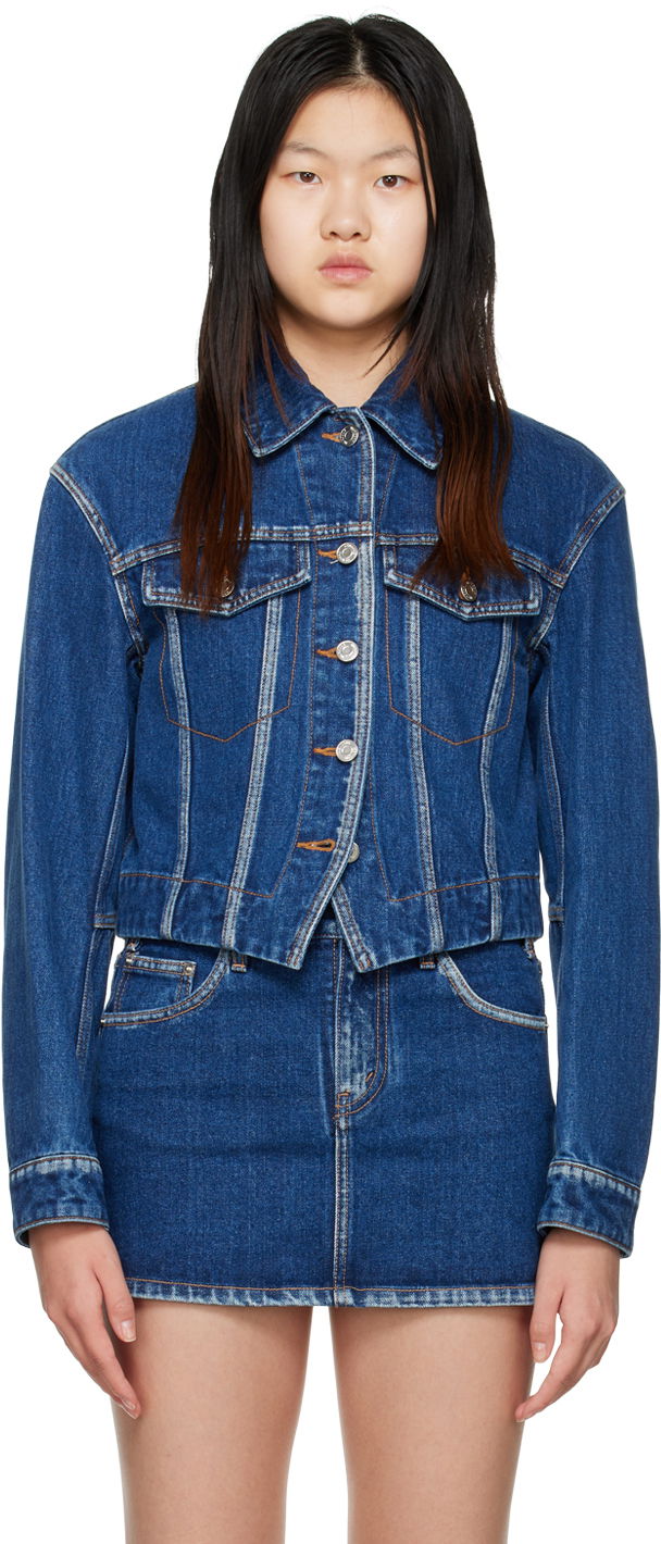 Takki We11done We11done V-Line Denim Jacket Sininen | WD-DJ3-22-330-W-BL
