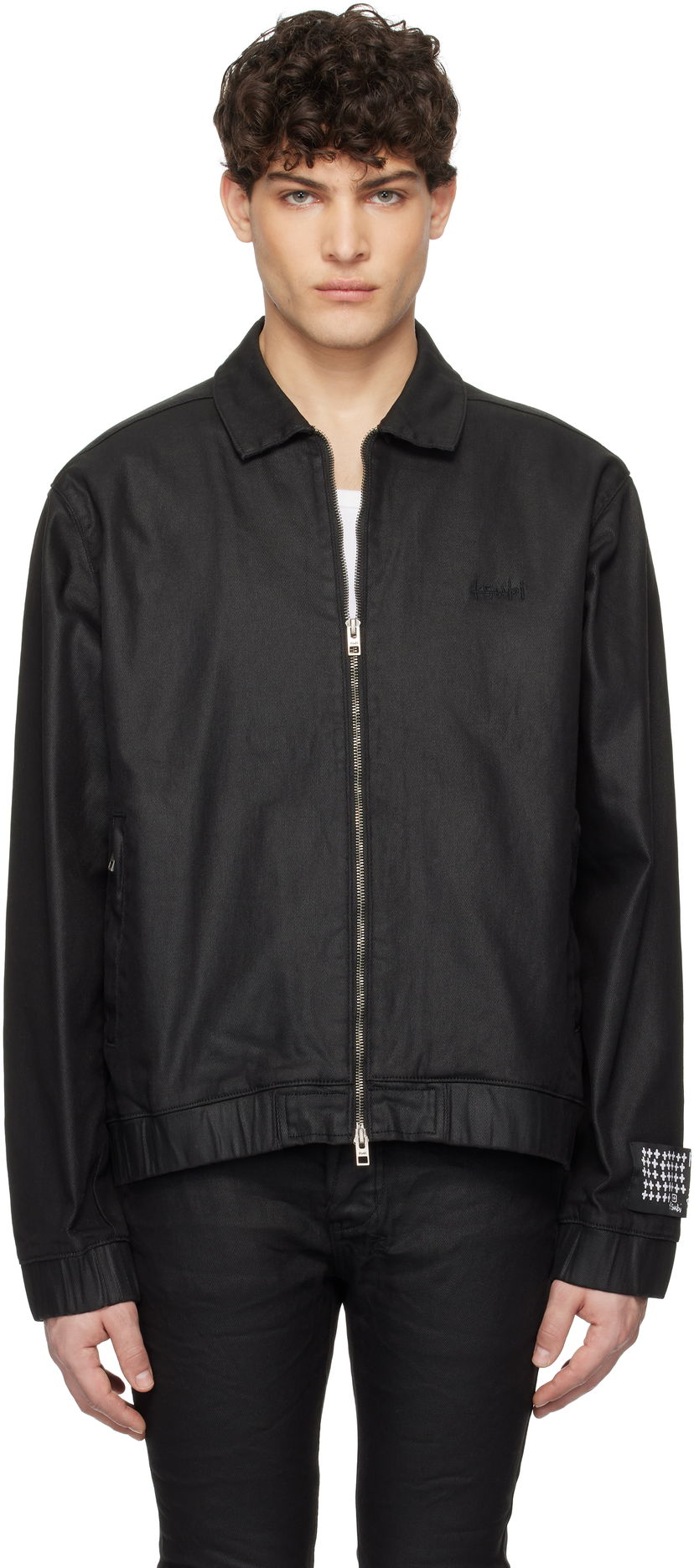 Bomber-takki Ksubi Ksubi Raider Harrington Waxed Denim Jacket Musta | MPS25JK010