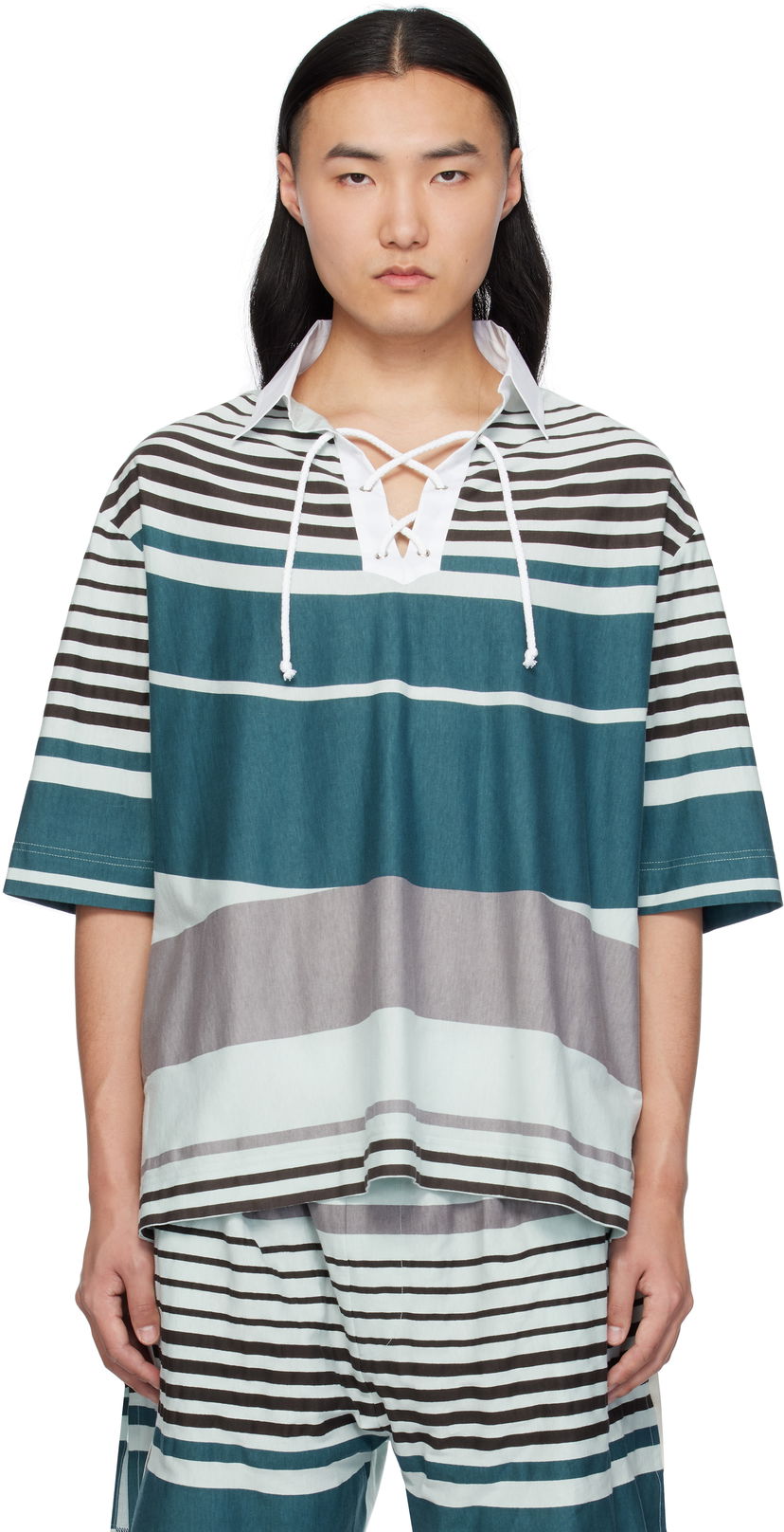 Poolopaita Craig Green Craig Green Striped Lace-Up Polo Monivärinen | CGSS25CJETSS24