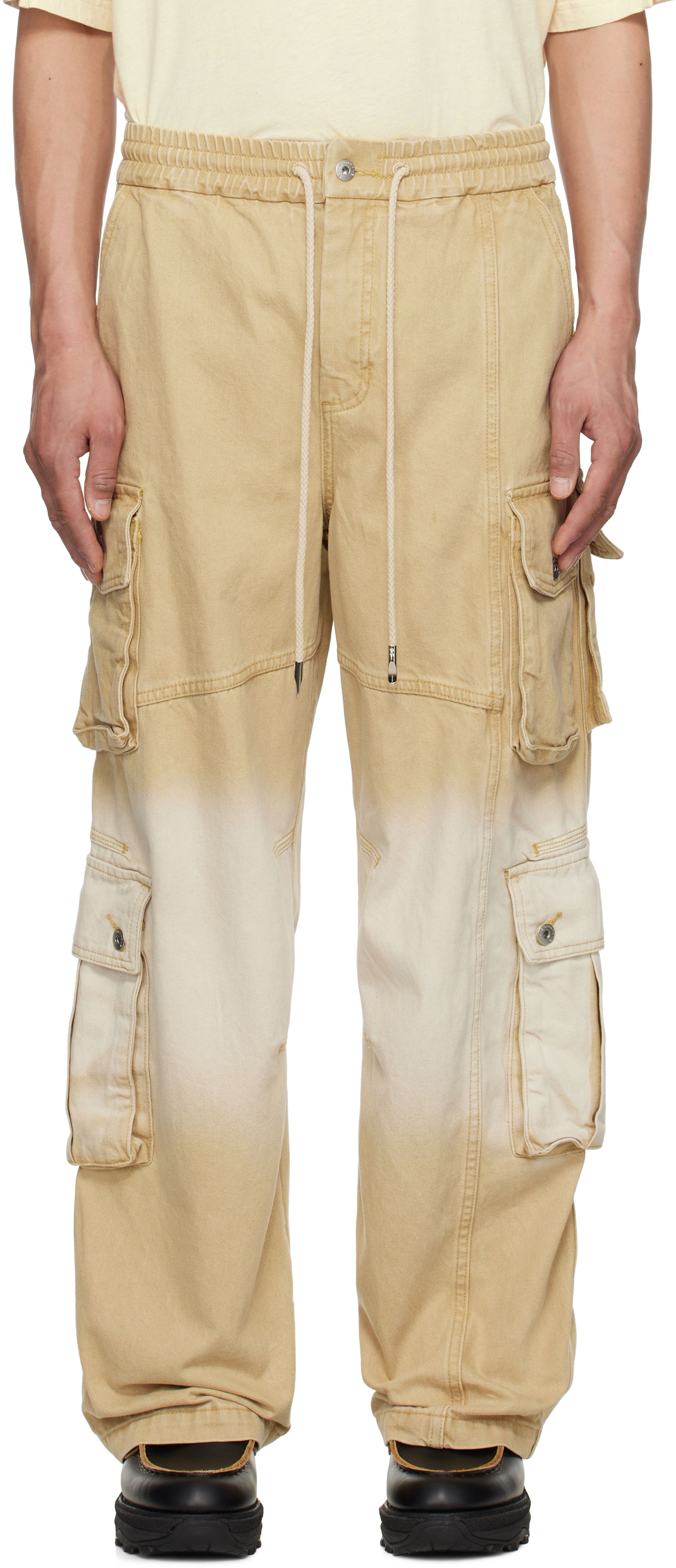 Cargo housut Feng Chen Wang Feng Chen Wang Gradient Denim Cargo Pants Beige | FENG19TR22, 0