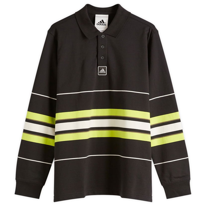 Poolopaita adidas Originals Striped Long Sleeve Polo Musta | JD5391