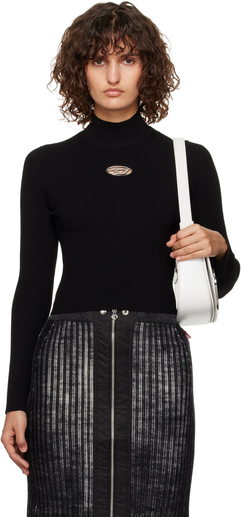 Villapaita Diesel Fitted Cutout Detail Sweater Musta | A14187 0DLAX