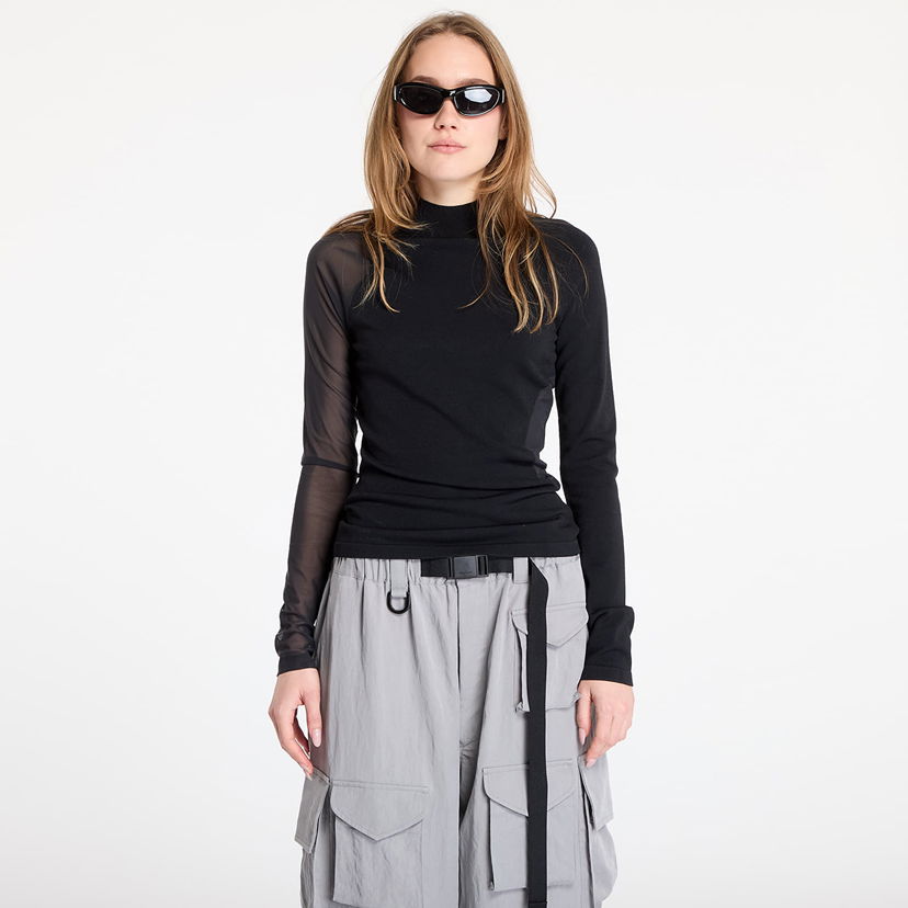 Paita Y-3 Black Long Sleeve Top With Mesh Musta | IW7489