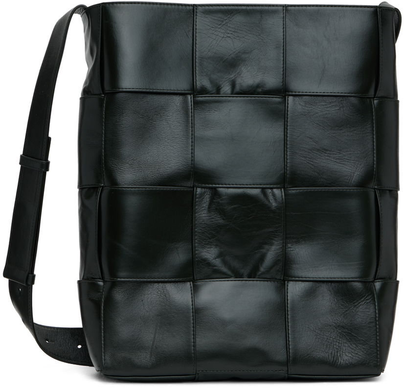 Olkalaukku Bottega Veneta Bottega Veneta Acro Woven Leather Shoulder Bag Vihreä | 729551 VCQ71